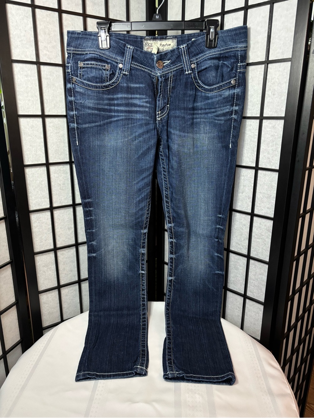 BKE Dark Blue Bootcut Jeans with Contrast Stitching - Size 31x28.5
